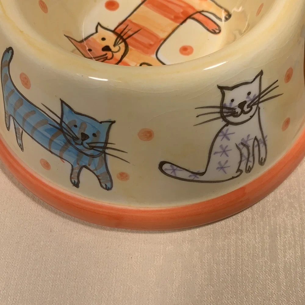 Pair of Ceramic Cat Food Water Bowls